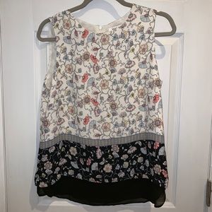 Rose + Olive Floral Tank  Blouse Work Appropriate